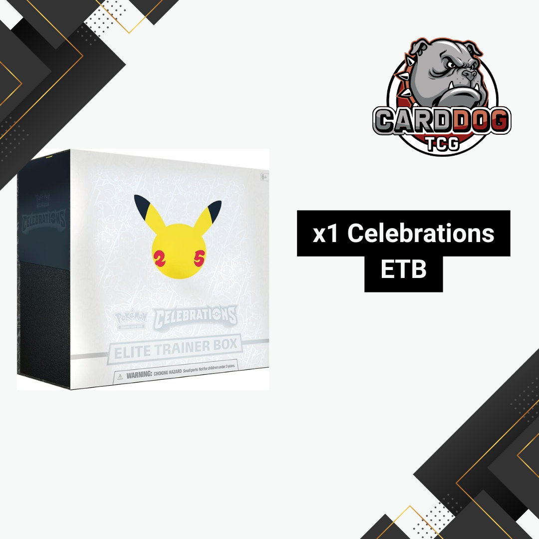 Pokémon Celebrations Elite Trainer Box with CardDog TCG logo on a white background