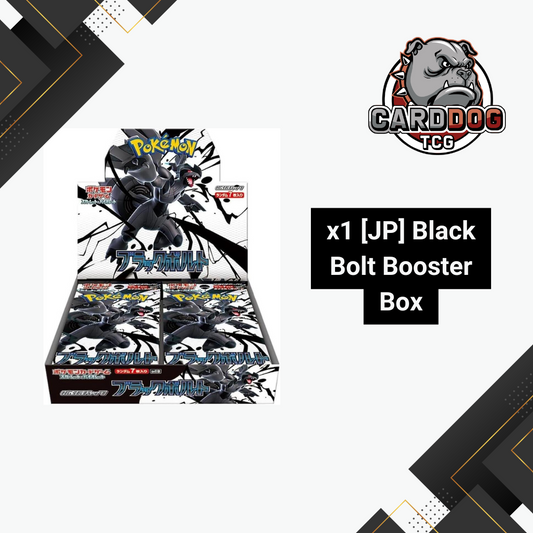 Pokémon Japanese Black Bolt Booster Box with CardDog TCG logo on a white background