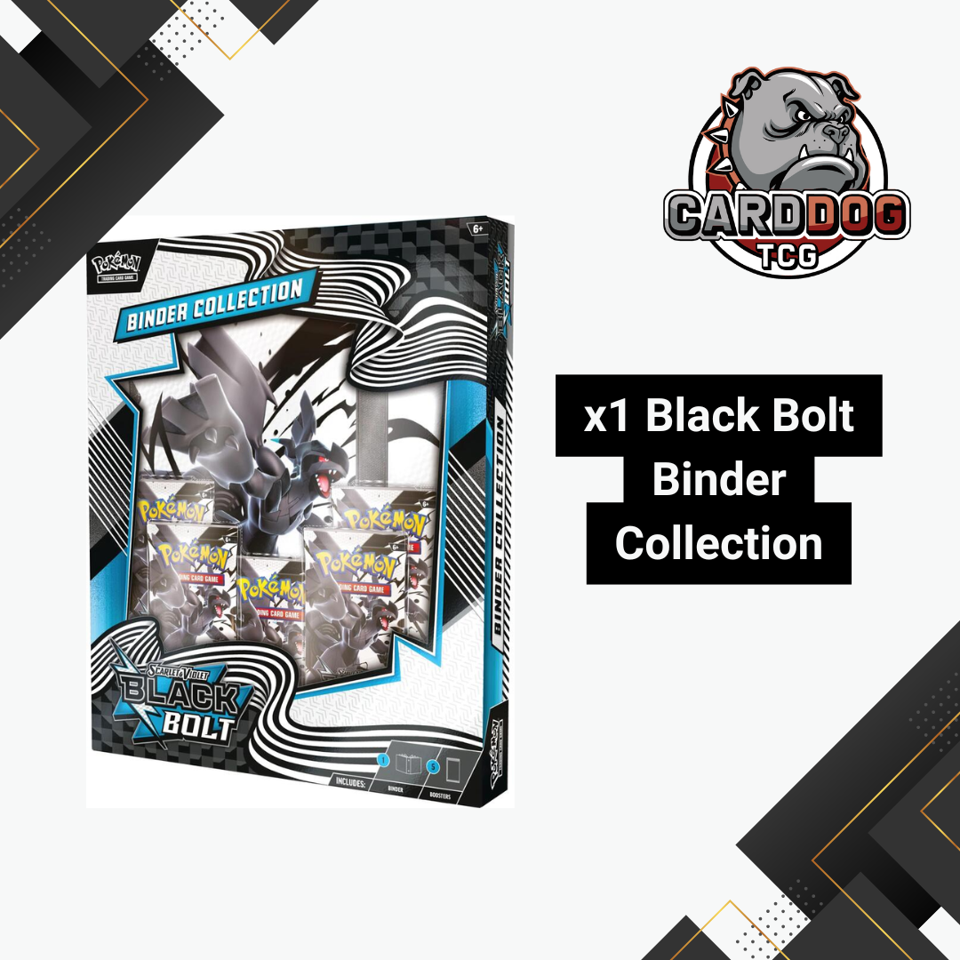 Pokémon Black Bolt Binder Collection packaging with CardDog TCG logo on a white background
