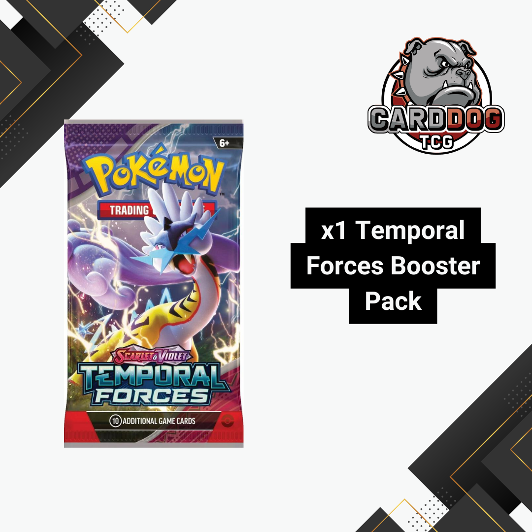 Pokémon Trading Card Game Temporal Forces booster pack with CardDOG TCG logo.