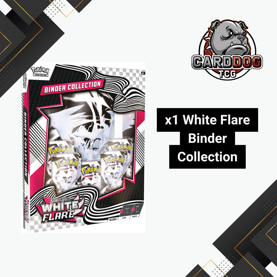 Pokémon White Flare Binder Collection packaging with CardDog TCG logo.