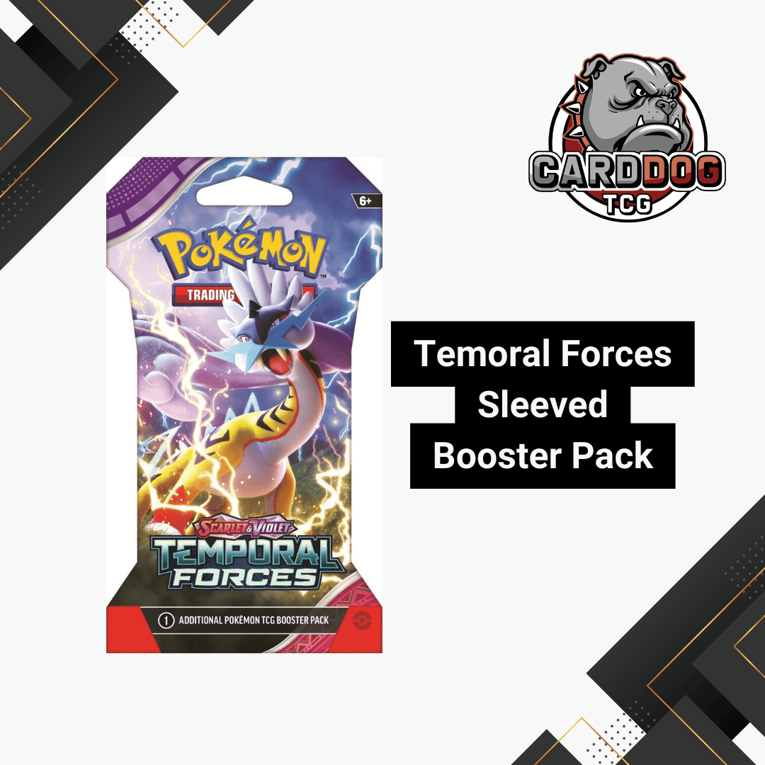 Pokémon Temoral Forces sleeved booster pack with CardDog TCG logo.