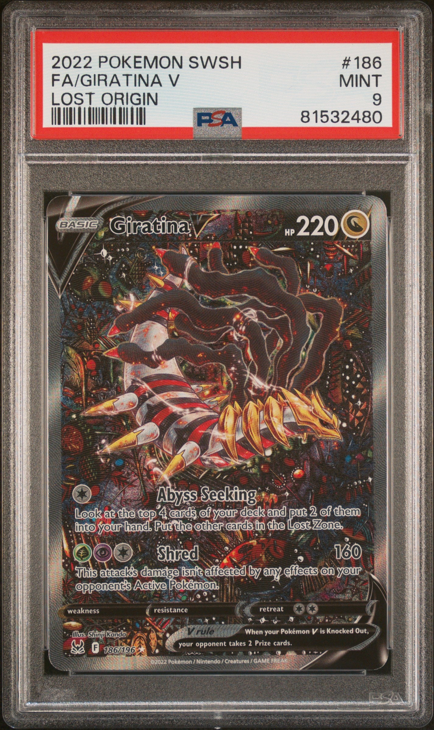 Giratina V 186/196 Full Art Lost Origin PSA 9 CardDogTCG Giratina V 186/196 Full Art Lost Origin PSA 9 CardDogTCG