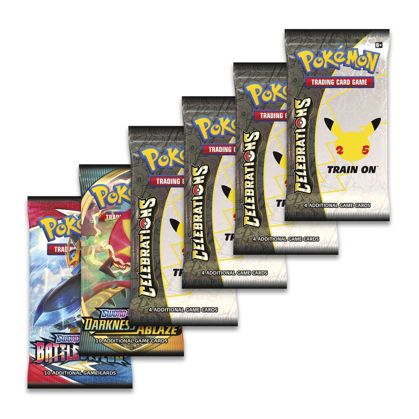 Pokémon TCG: Celebrations Collection booster packs featuring Lance's Charizard V