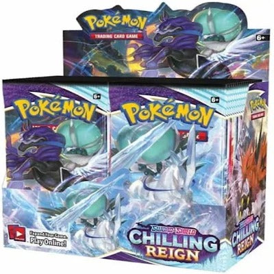 Pokémon TCG Booster Box - Chilling Reign expansion, includes 36 packs with 10 cards each, perfect for collectors and players.