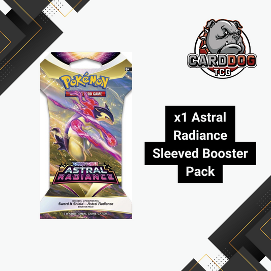 Pokémon Astral Radiance sleeved booster pack with Carddog TCG logo on a white background