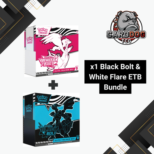 Pokemon Scarlet &amp; Violet White Flare and Black Bolt Elite Trainer Box (ETB) Bundle CardDogTCG Exclusive