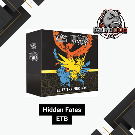 Pokémon Hidden Fates Elite Trainer Box with CardDog TCG logo on a white background