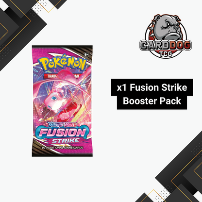 Pokémon Fusion Strike booster pack with CardDog TCG logo on a white background