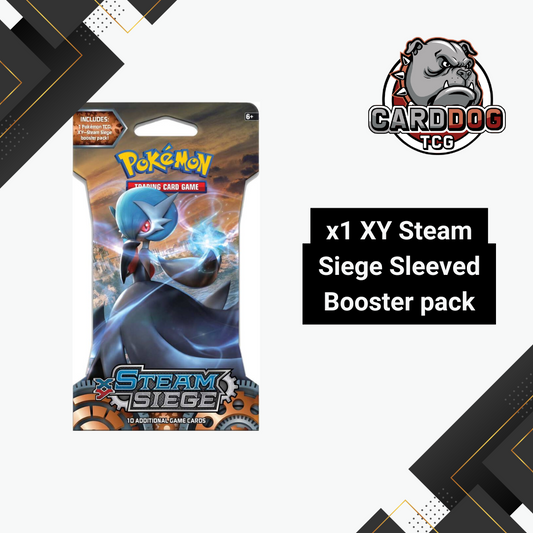 Pokémon XY Steam Siege Sleeved Booster pack with CardDog TCG logo